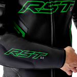 RST S1 D3O CE Leather Suit - Black/Grey/Fluro Green - 3XL
