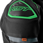 RST S1 D3O Leather CE Jacket - Black/Grey/Fluro Green - XL