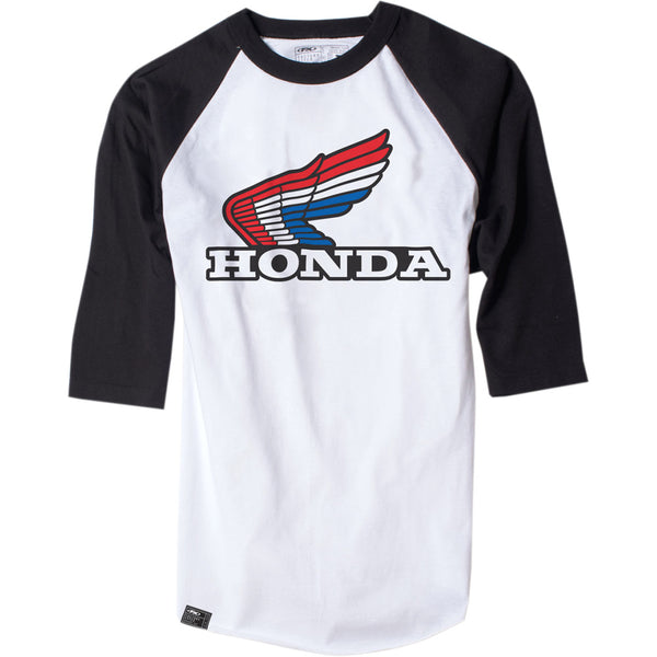 Factory Effex Vintage Honda Baseball T-Shirt - White/Black - Medium 17-87332