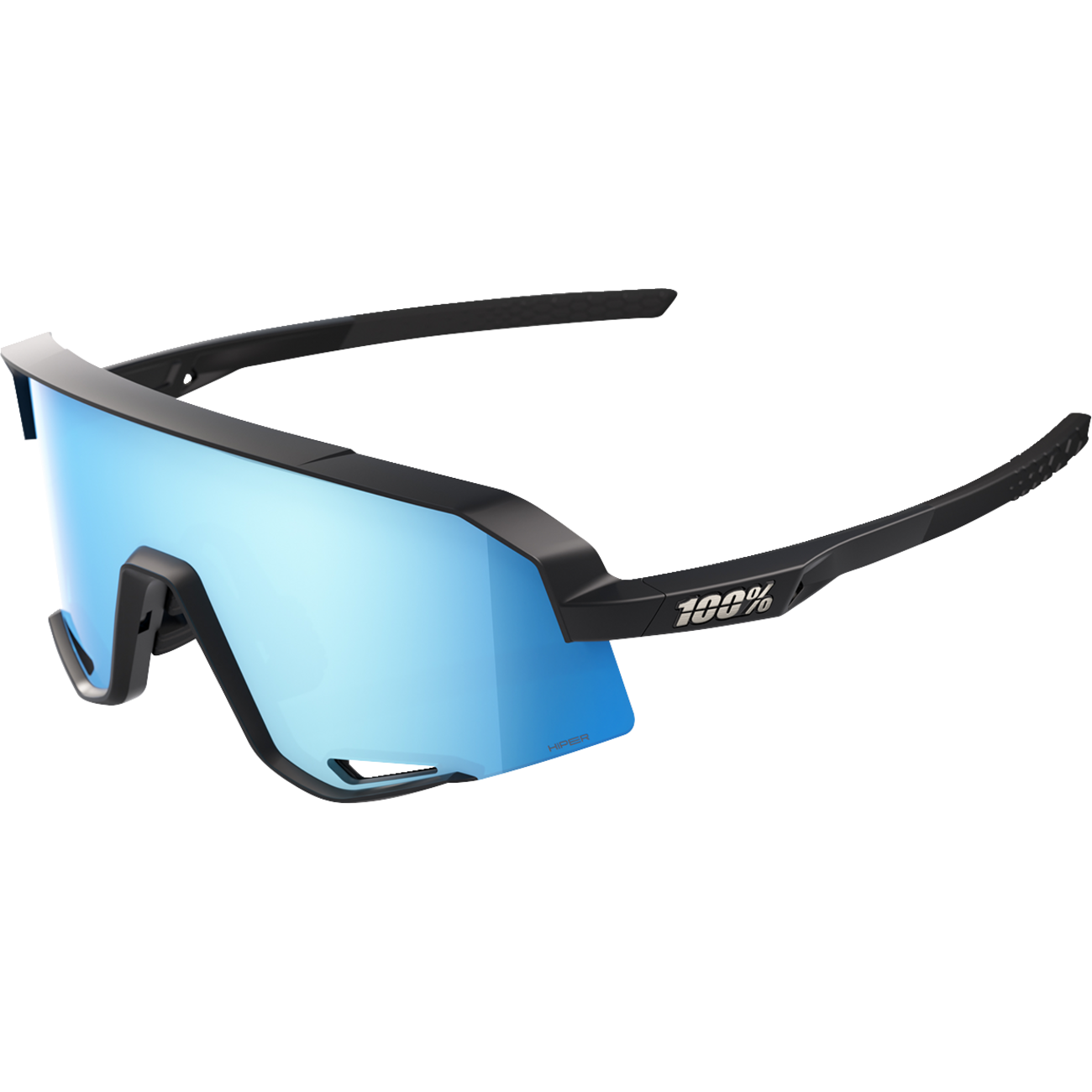 100% Slendale Sunglasses - Matte Black - HiPER Blue 60057-00003