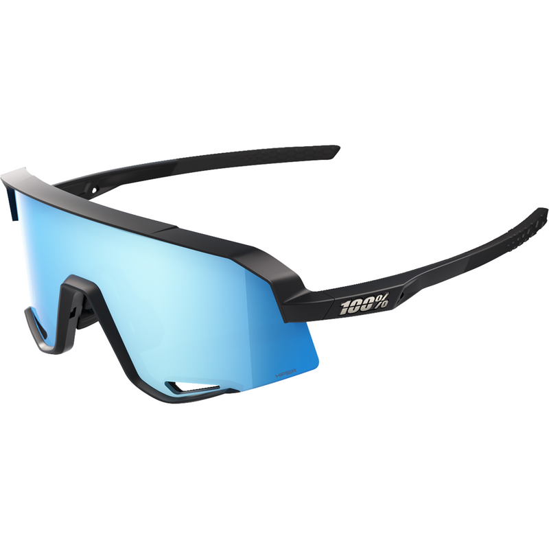 100% Slendale Sunglasses - Matte Black - HiPER Blue 60057-00003