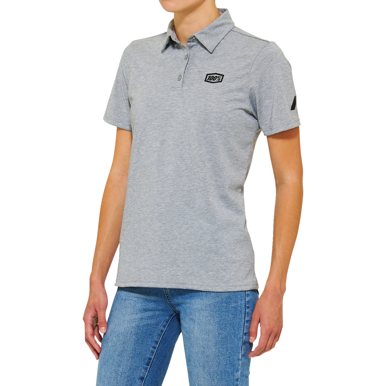 100% Women's Corpo Polo Shirt - Heather Gray - Small 28106-439-10