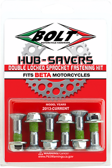 BOLT Fastener Kit - Hub-Savers/Sprocket - Double Locked - Silver - 6 Pack - Beta HS.BETA