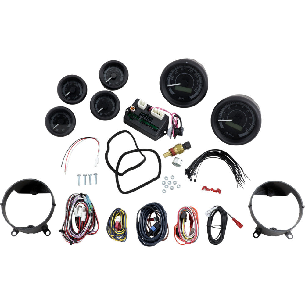 Dakota Digital MVX-8K Series Analog/Digital 6-Gauge Kit - Black Bezel - Black Face with Gray Background MVX-8600-KG-K