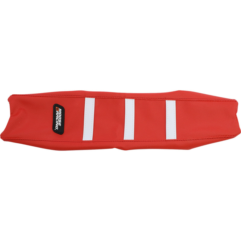 Moose Racing Ribbed Seat Cover - Red Cover/White Ribs - Gas Gas GAS50-331