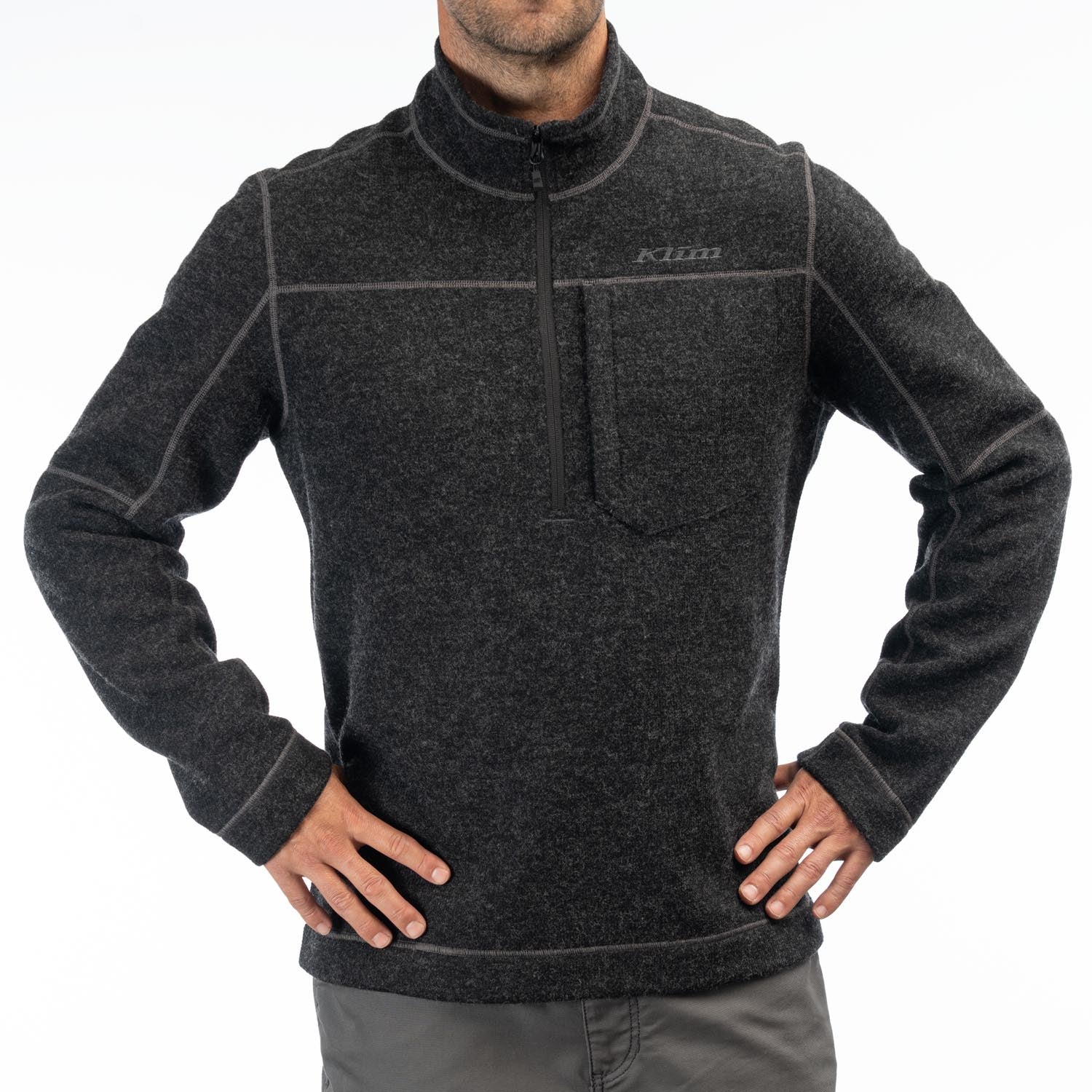 Bighorn Canyon Wool Fleece 1/4 Zip Black Heather - 2X