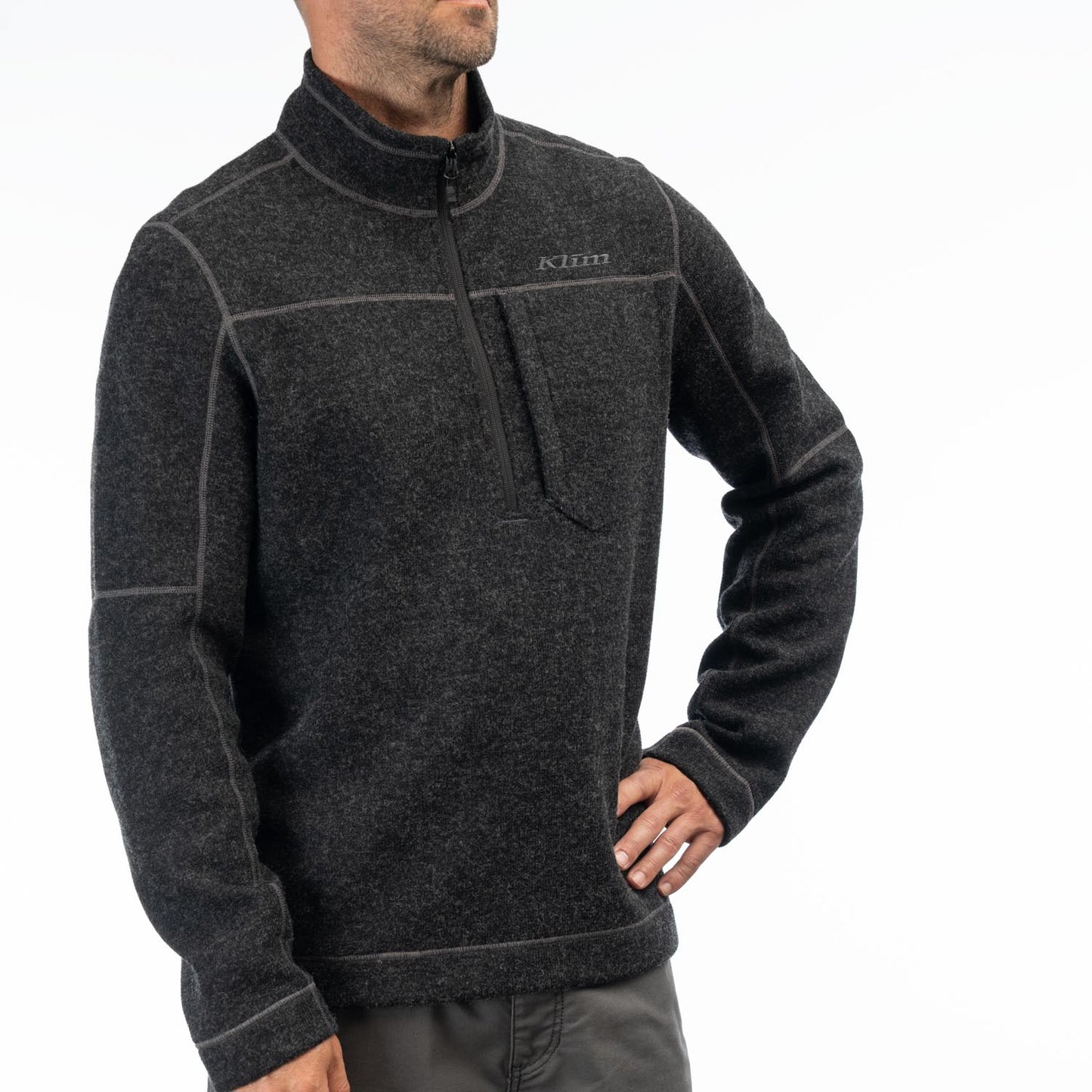 Bighorn Canyon Wool Fleece 1/4 Zip Black Heather - 2X