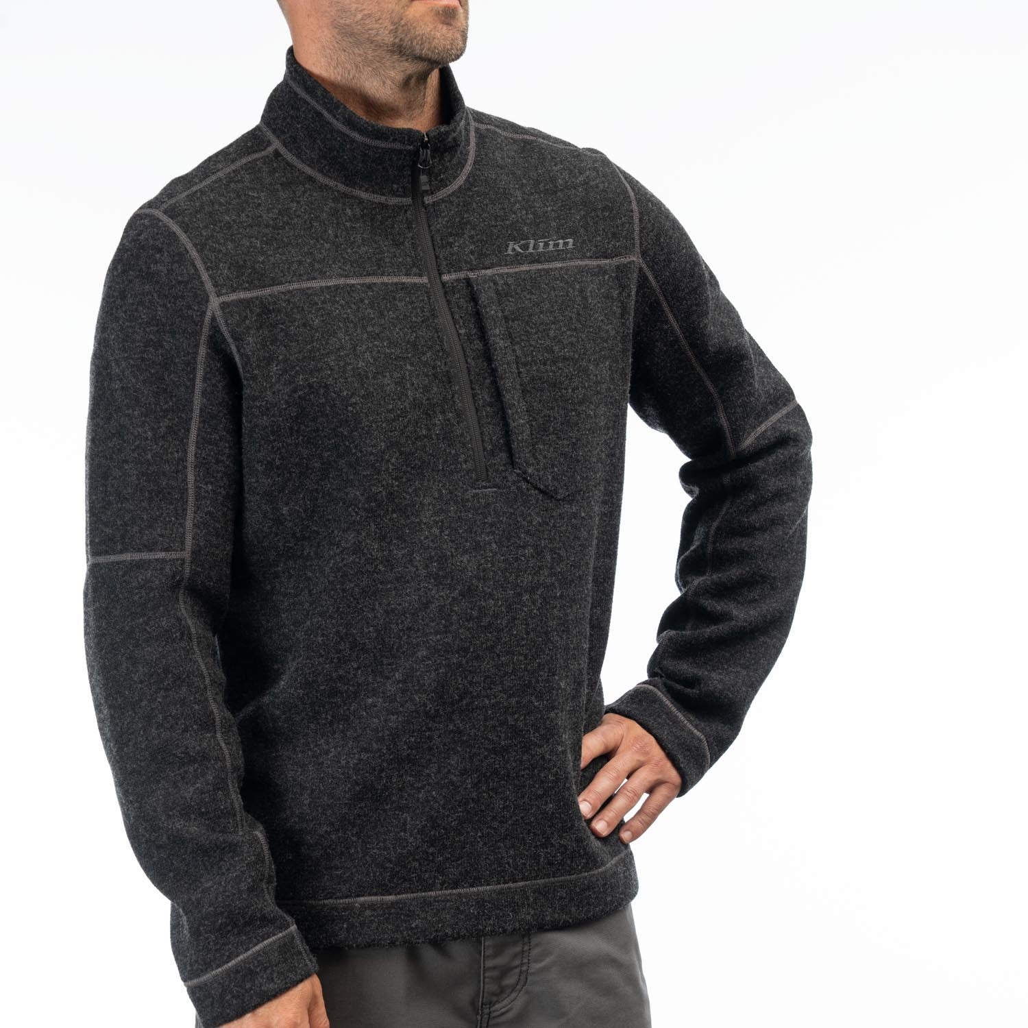 Bighorn Canyon Wool Fleece 1/4 Zip Black Heather - 2X