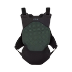 Black and green protective vest with 'FOX' branding on a white background