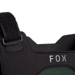 Black protective gear with 'FOX' branding on a white background