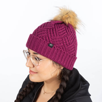 Chevron Pom Beanie Raspberry Radiance - ONE SIZE FITS ALL