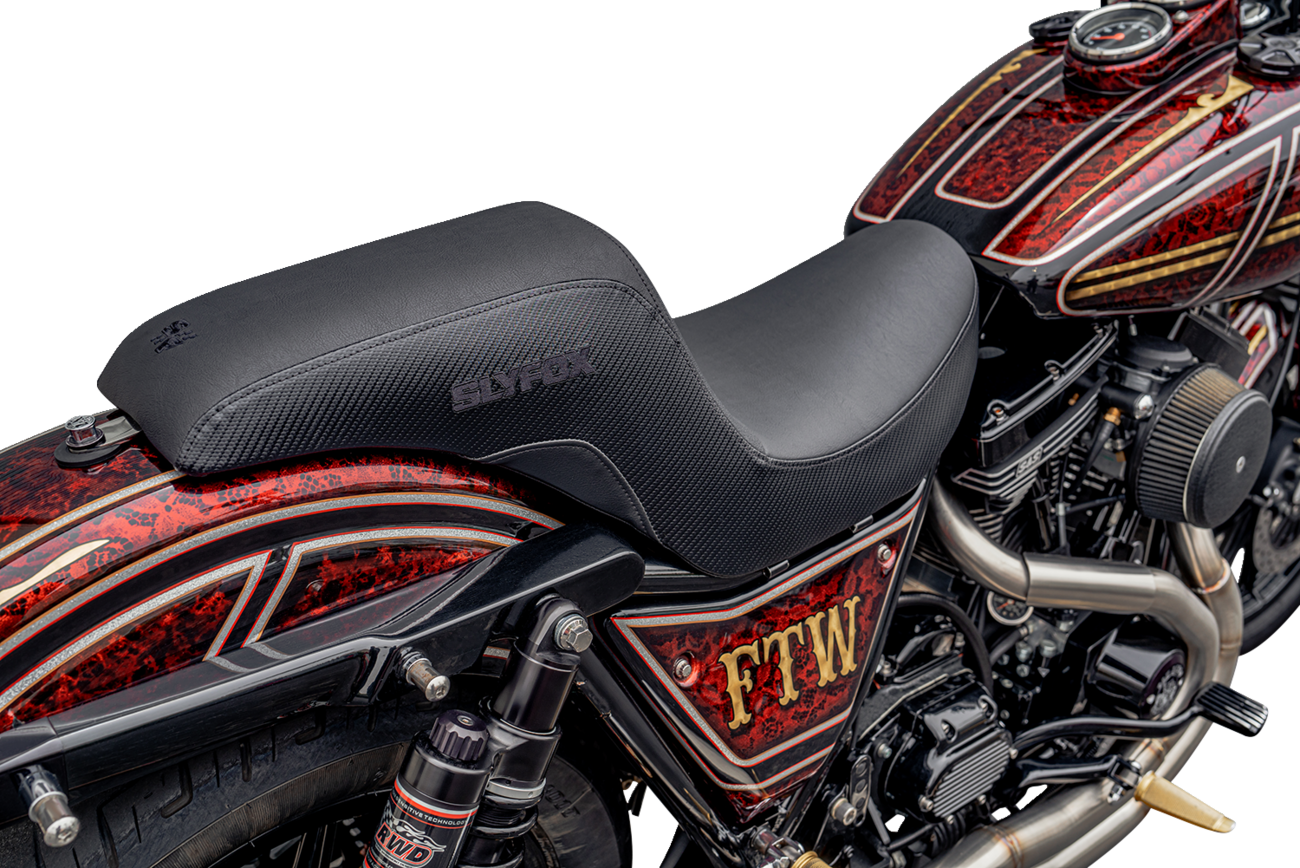 SLYFOX Drifter Seat - Black Logo - Black Vinyl - Smooth - FXR '82-'00 SlyFox4681A