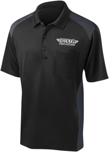 THROTTLE THREADS Drag Specialties Polo Shirt - Black/Charcoal - 2XL DRG30CS416BCH2X