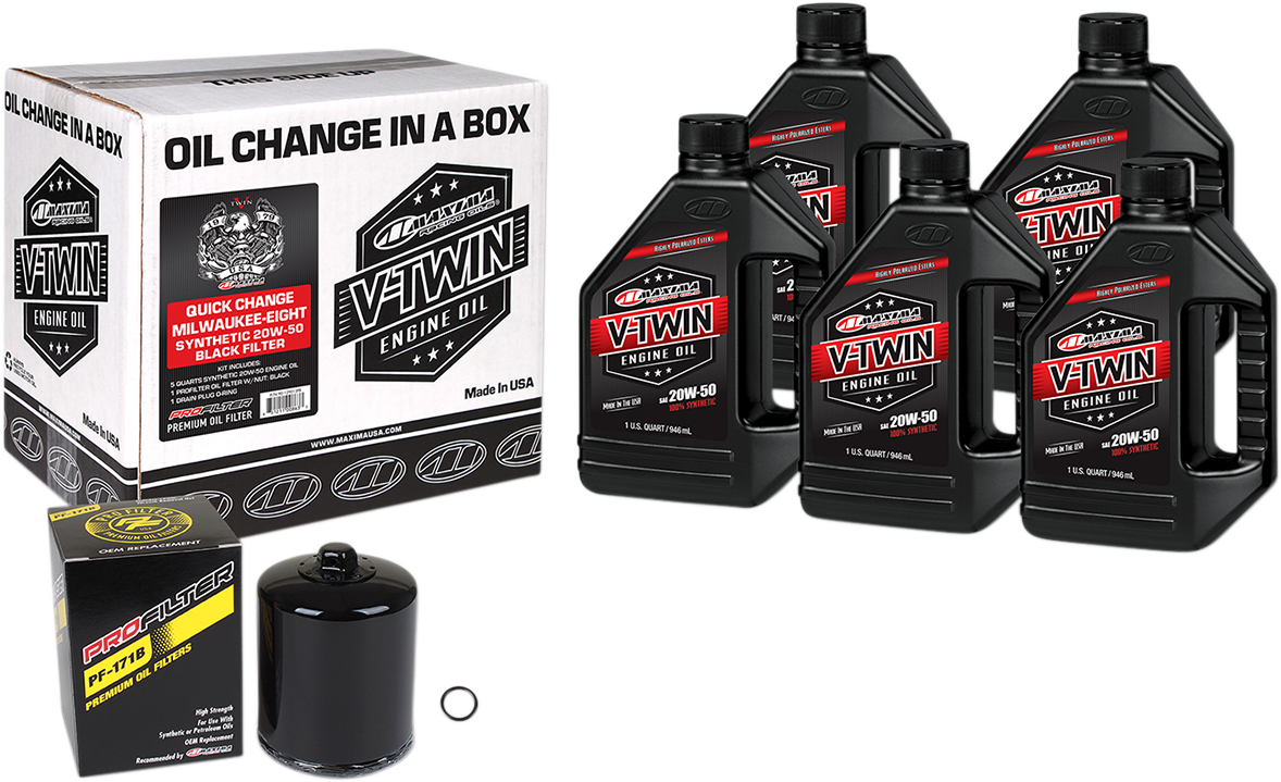 MAXIMA RACING OIL Quick Change M8 Synthetic 20W-50 Oil Change Kit - Black Filter 90-129015PB by Maxima Racing Oil 4 Stroke Engine Oils