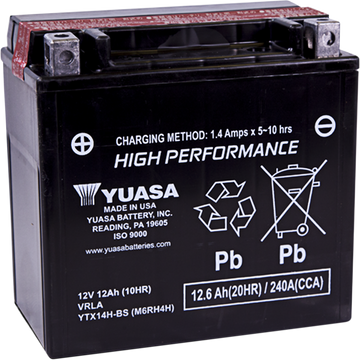 Yuasa AGM Battery - YTX14H-BS .69L YUAM6RH4H