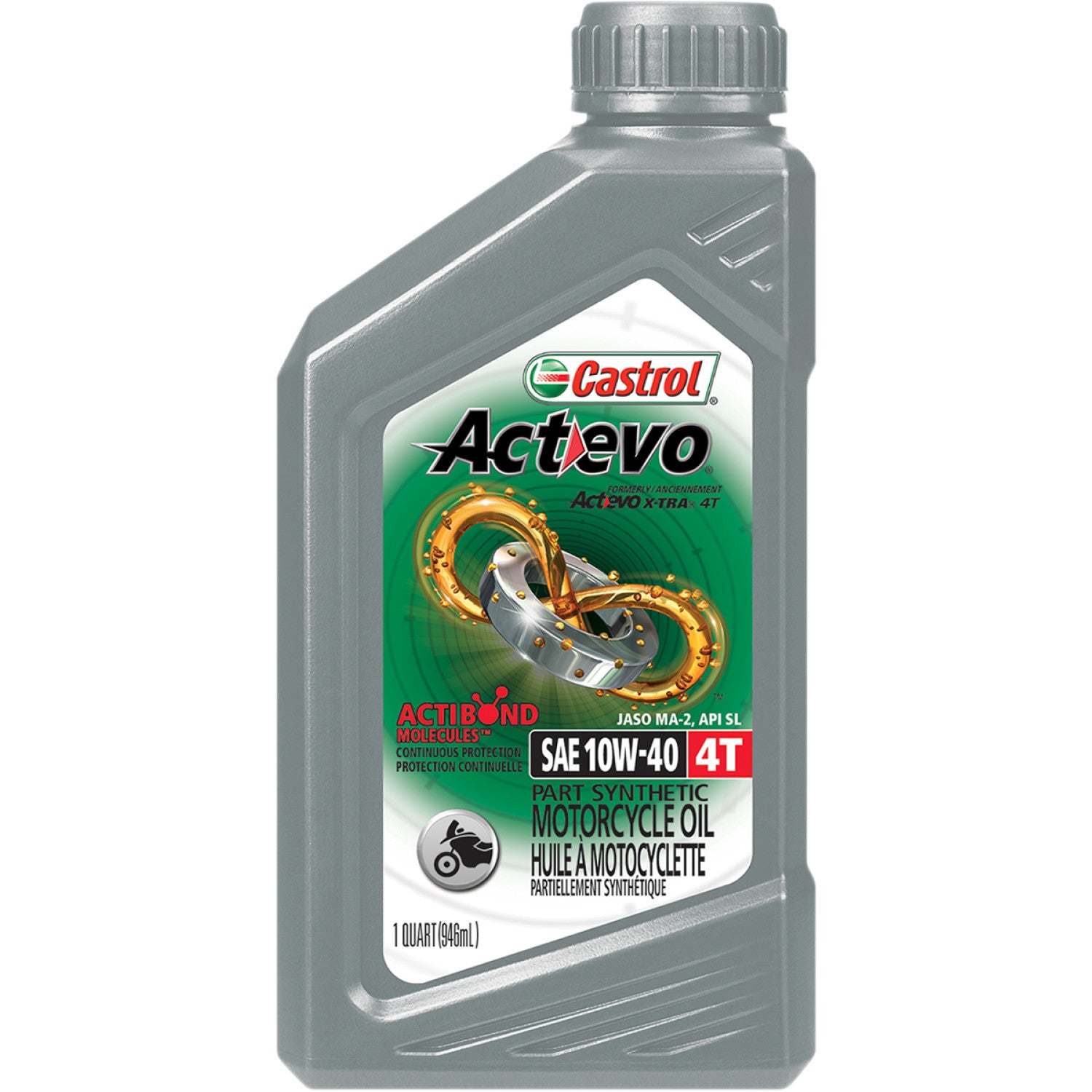 CASTROL Act Evo? Semi-Synthetic 4T Engine Oil - 10W-40 - 1 U.S. quart 15D7D2