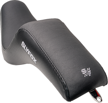 SLYFOX Drifter Seat - Gray Logo - Black Vinyl w/ Slipstop - Carbon Fiber - Dyna '96-'03 4883B-slyfox