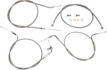 Baron Stainless Handlebar Cable/Line Kit - 12" - 14" - XVS650CL - Stainless Steel BA-8015KT-12