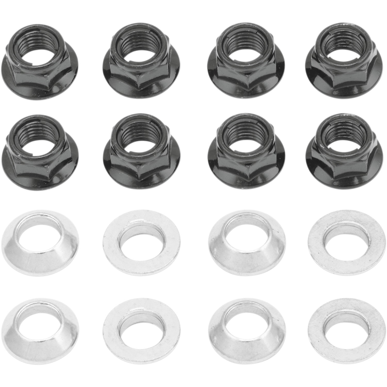 BOLT Flange Lug Nut - Locking - Silver - 8-Pack 2005-LUG.S