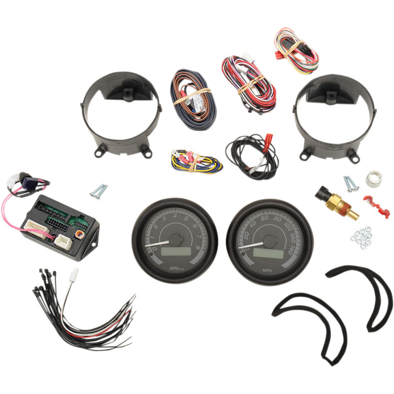 Dakota Digital MVX-8K Series Analog/Digital 2-Gauge Kit - Black Bezel - Black Face with Gray Background MVX-8204-KG-K