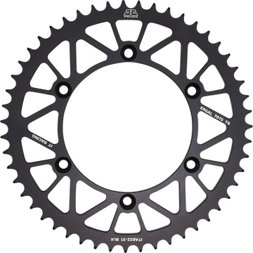 JT SPROCKETS Rear Sprocket - 520 - Black - 51 Tooth JTA822.51BLK by JT Rear Sprockets   Aluminum/Alloy