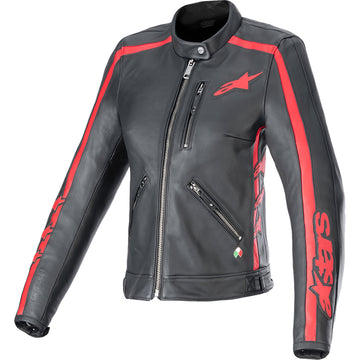 ALPINESTARS Stella Dyno Leather Jacket - Black/Haute Red - XS 3113924-1346-XS