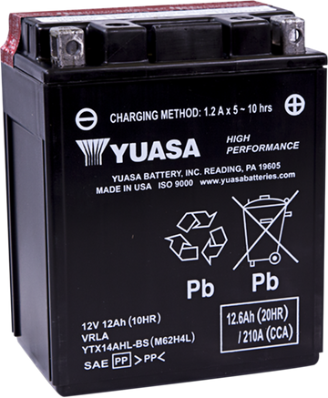 Yuasa AGM Battery - YTX14AHL-BS .66 L YUAM62H4L