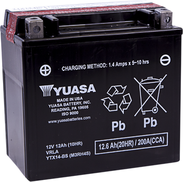 Yuasa AGM Battery - YTX14-BS .69 L YUAM3RH4S