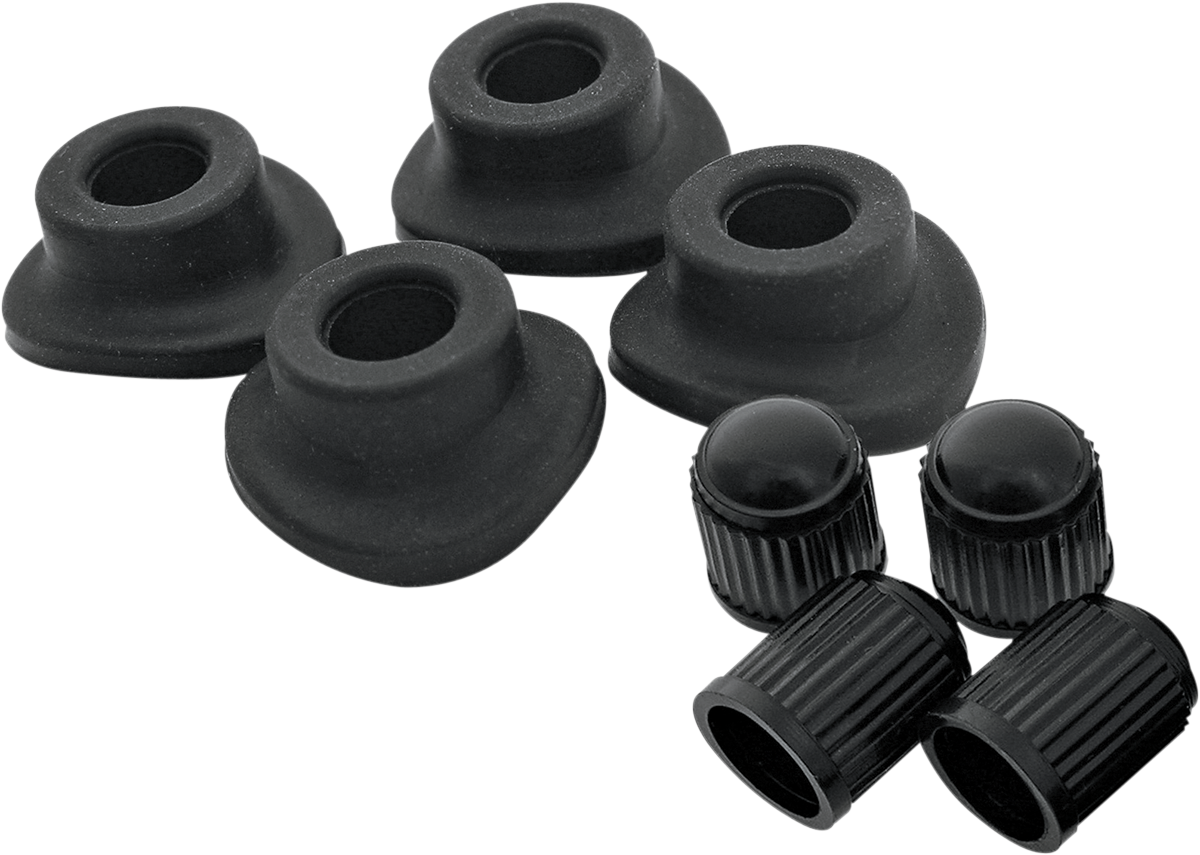 BOLT Valve Stem Grommet/Cap - Black - 4 Pack 2007-GRM