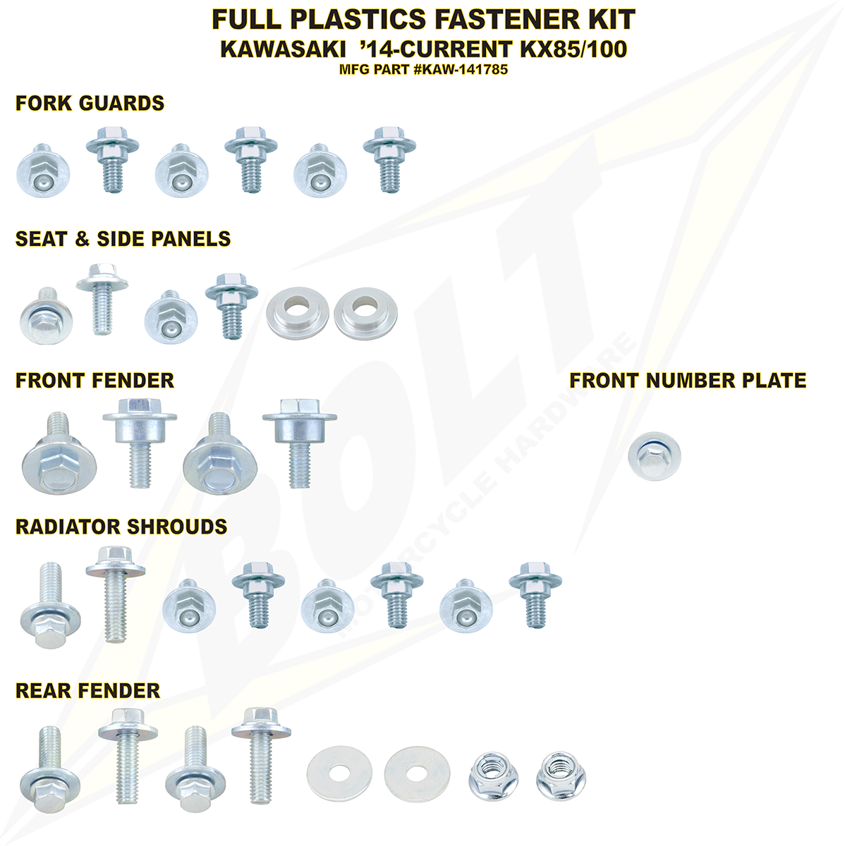 BOLT Body Work Fastener Kit - Kawasaki KAW-141785