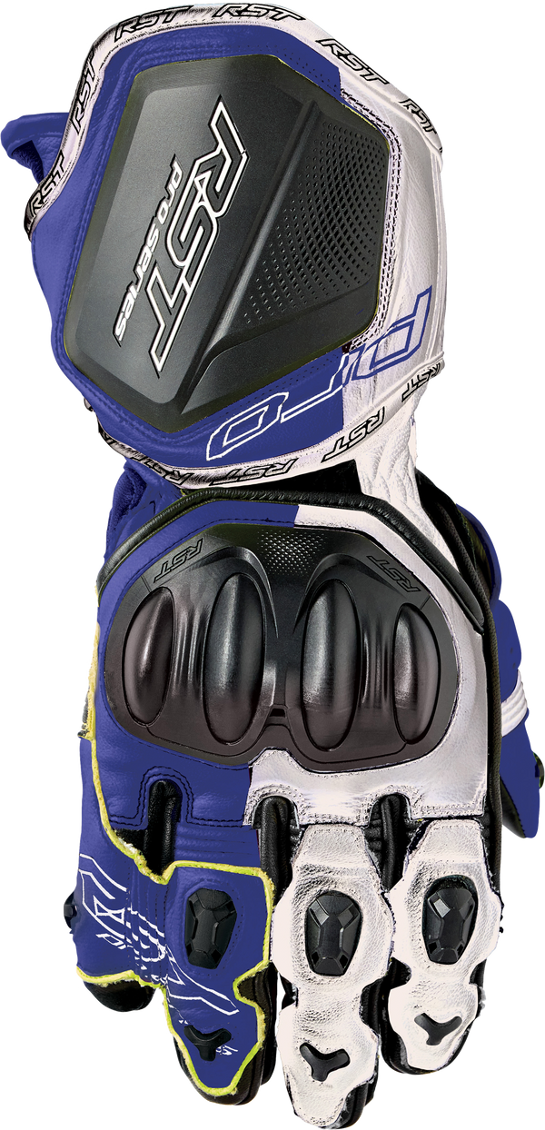 RST Pro Series GP D3O CE Leather Glove - White/Blue - L