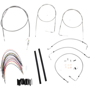 BURLY BRAND Handlebar Cable/Brake Line Kit - Complete - 14" Ape Hanger Handlebars - Stainless Steel B30-1076