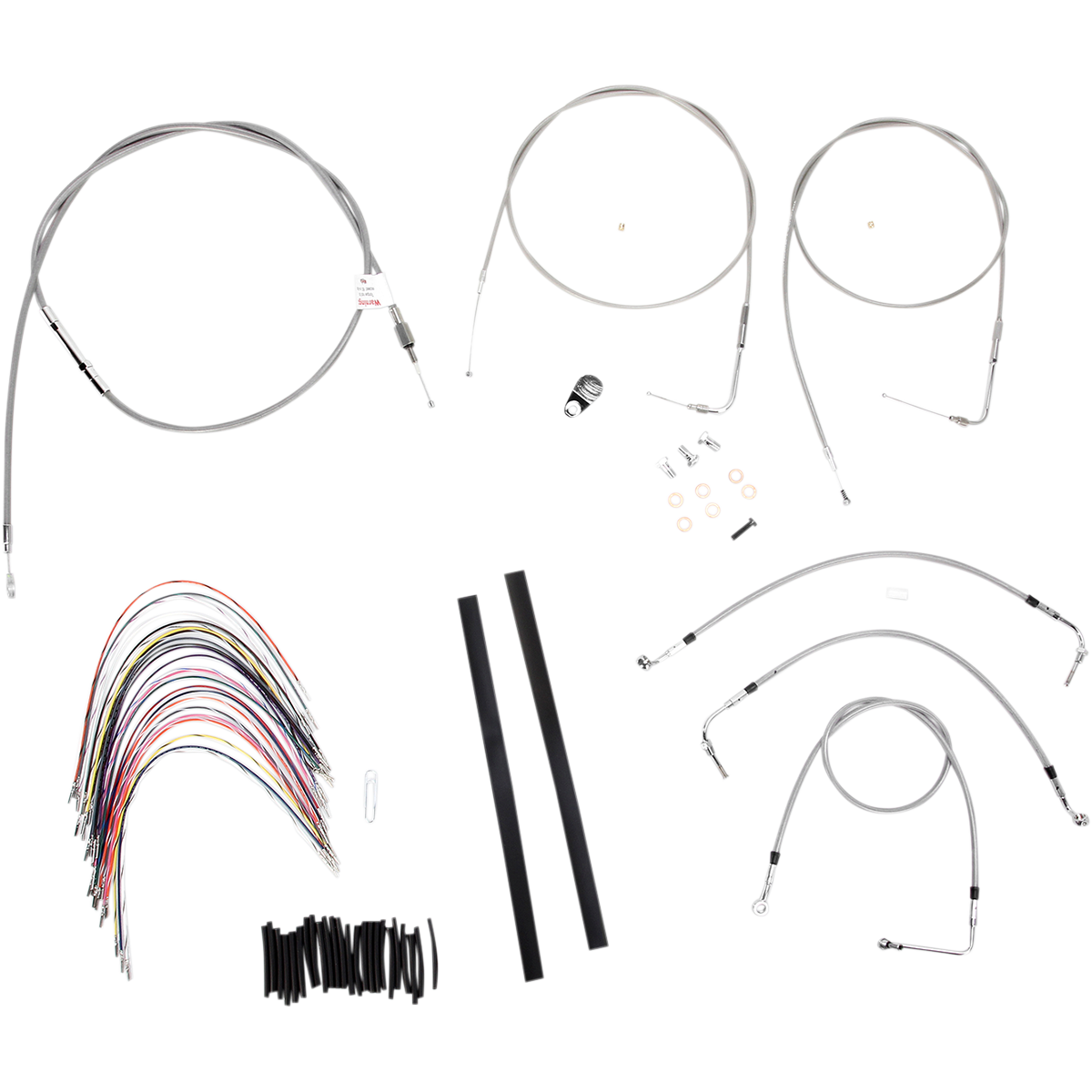 BURLY BRAND Handlebar Cable/Brake Line Kit - Complete - 16" Ape Hanger Handlebars - Stainless Steel B30-1080