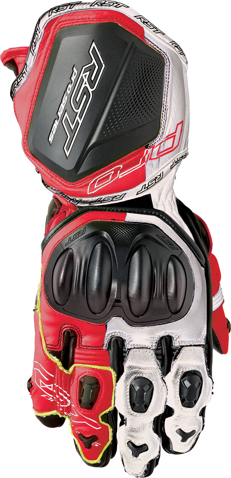 RST Pro Series GP D3O CE Leather Glove - White/Red - XL
