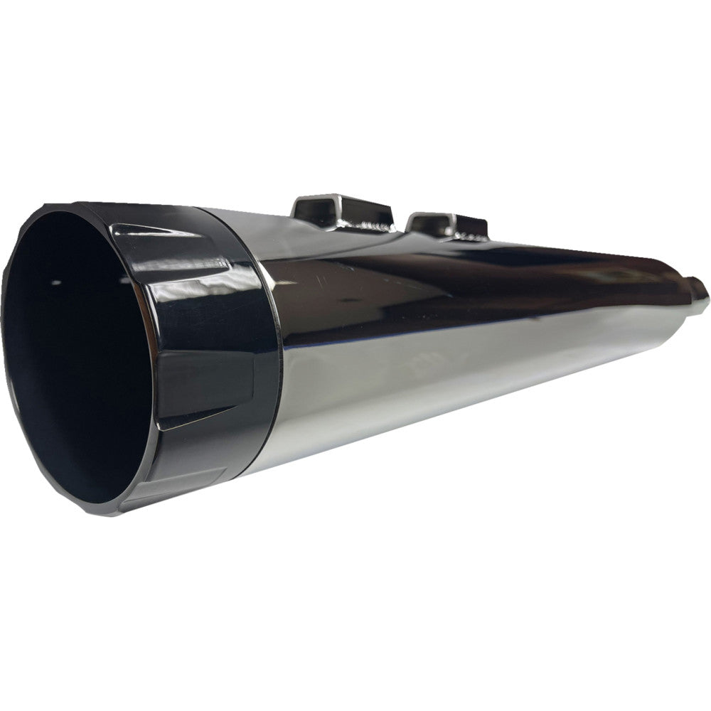 BASSANI XHAUST 4-1/2" Straight Can Slip-On Mufflers - Chrome with Black End Cap - Twin Cam Touring 1F744