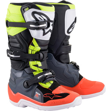 ALPINESTARS Youth Tech 7S Boots - Black/Gray/Red/White/Yellow - US 2 2015017-9058-2