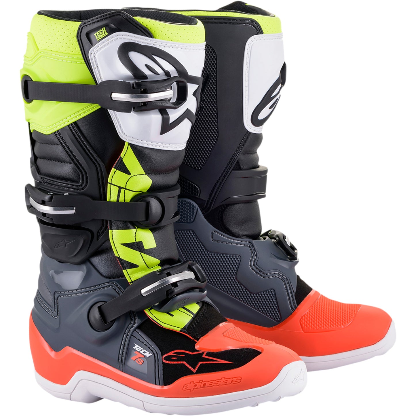 ALPINESTARS Youth Tech 7S Boots - Black/Gray/Red/White/Yellow - US 4 2015017-9058-4