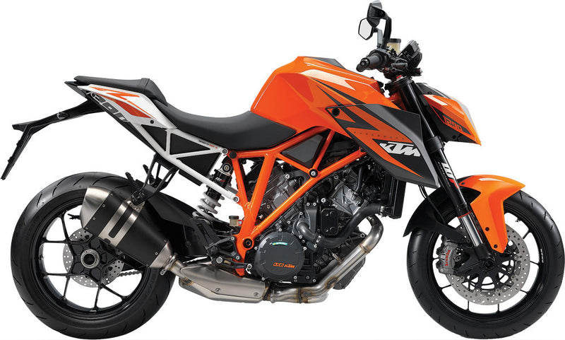 Orange and black KTM motorcycle on a white background
