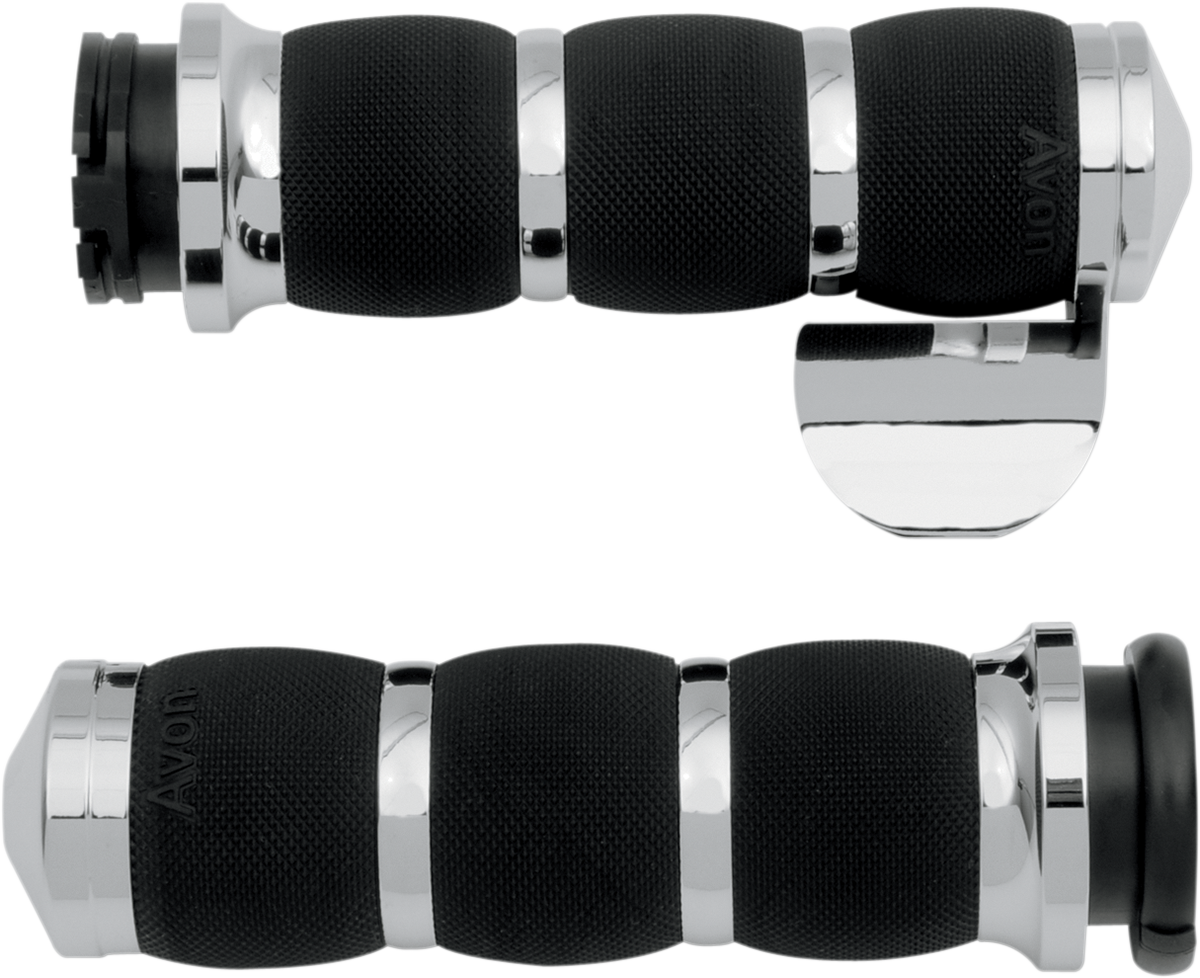 Avon Grips 3-Ring Air Cushioned Grips - Throttle Boss - Chrome AIR-90-BOSS