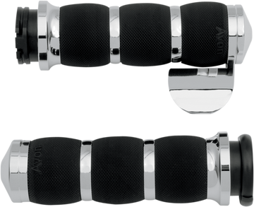 Avon Grips 3-Ring Air Cushioned Grips - Throttle Boss - Chrome AIR-90-BOSS