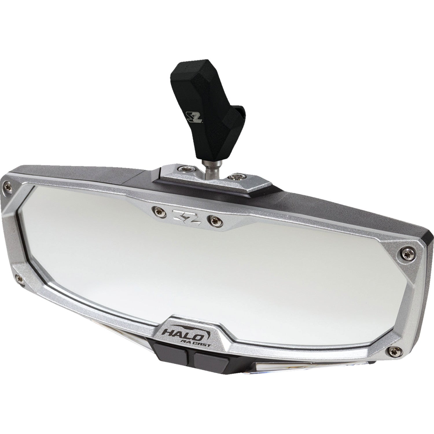 SEIZMIK Mirror - Halo R - Rear View w/LED Cabin Light - Rectangle - Black w/Silver Bezel - Each - CF Moto 56-18032KIT