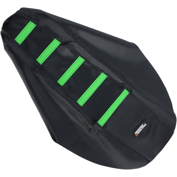 Moose Racing Ribbed Seat Cover - Black Cover/Green Ribs - Kawasaki KX8091-334RT