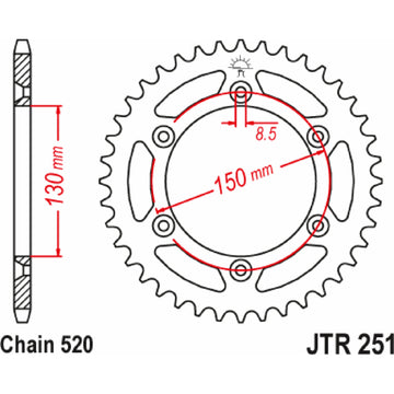 JT SPROCKETS Rear Sprocket - 47 Tooth - Yamaha JTR251.47 by JT Rear Sprockets   Steel Type