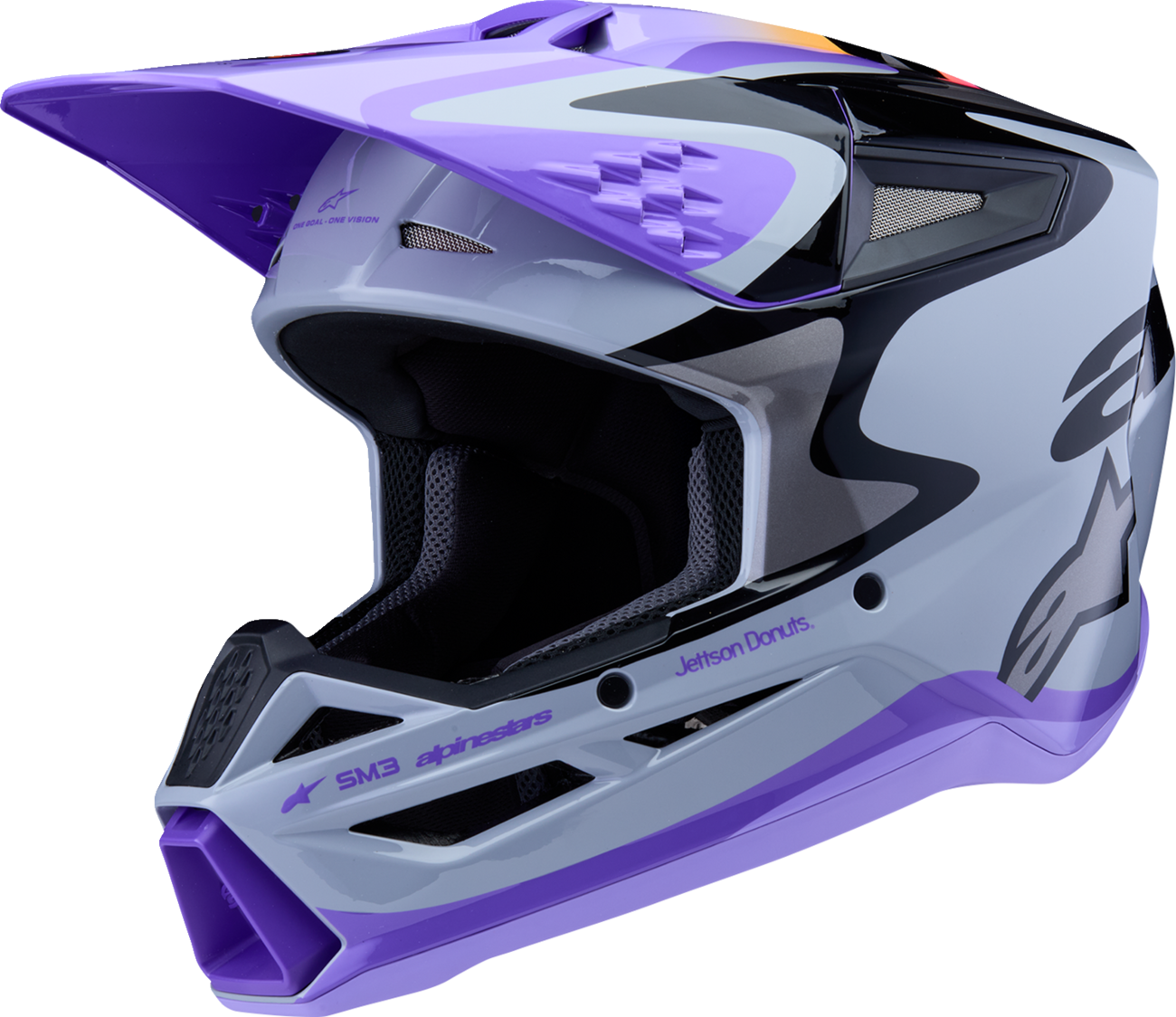 ALPINESTARS Youth SM3 Helmet - Jettson - Glosss Black/Gray/Purple - Large 8303226-9277-YL