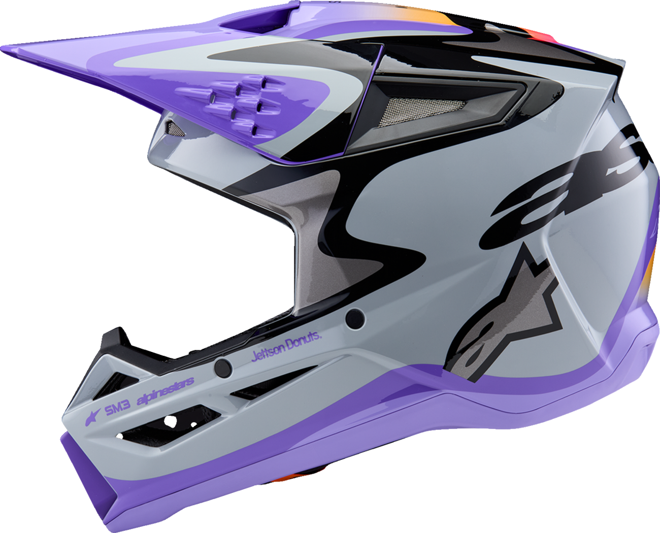 ALPINESTARS Youth SM3 Helmet - Jettson - Glosss Black/Gray/Purple - Large 8303226-9277-YL