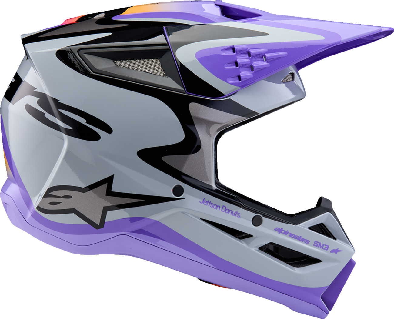 ALPINESTARS Youth SM3 Helmet - Jettson - Glosss Black/Gray/Purple - Large 8303226-9277-YL