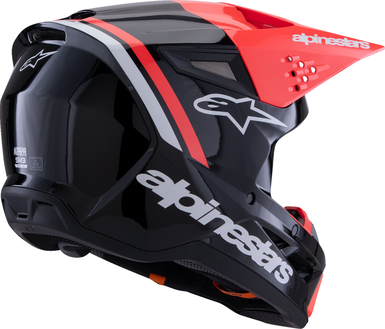ALPINESTARS SM3 Helmet - Radium - Gloss Black/Red Fluo/White - XS 8300826-1553-XS