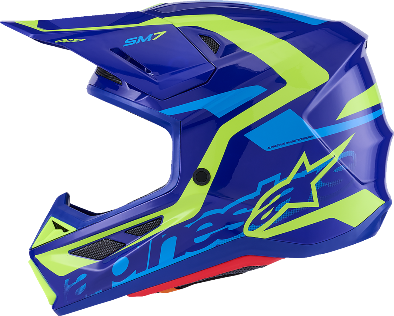 ALPINESTARS SM7 Helmet - Deed - Gloss Blue/Yellow Fluo - XS 8302426-7253-XS