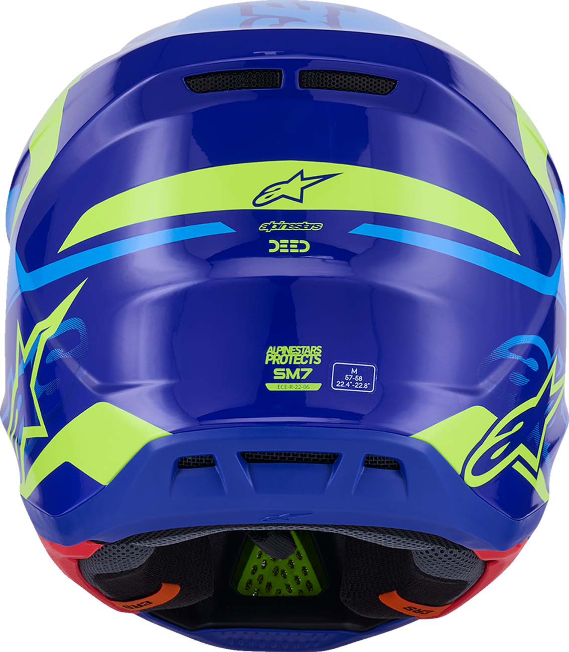 ALPINESTARS SM7 Helmet - Deed - Gloss Blue/Yellow Fluo - Small 8302426-7253-S