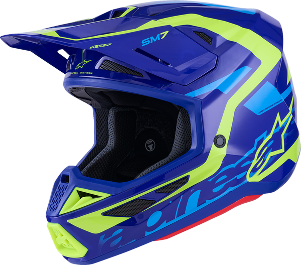 ALPINESTARS SM7 Helmet - Deed - Gloss Blue/Yellow Fluo - XL 8302426-7253-XL